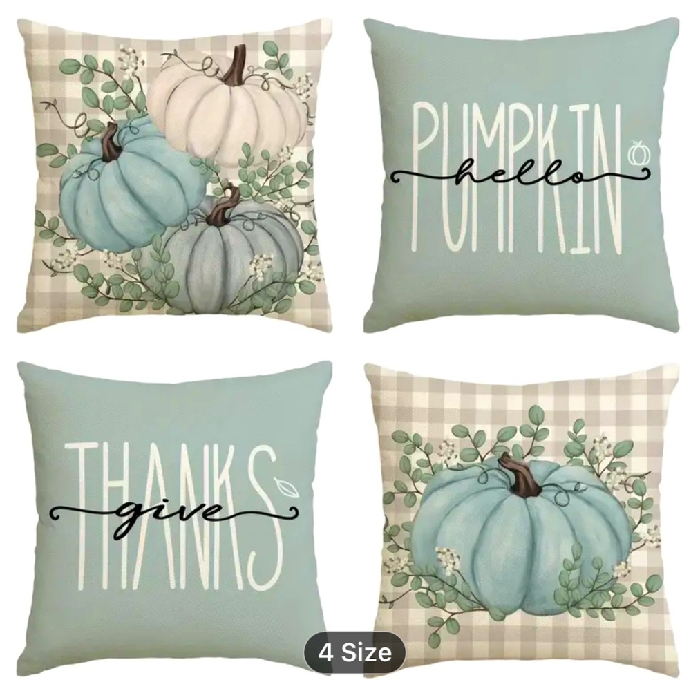 SOLD Thanksgiving pillow covers 18” x 18” set of 4